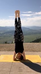 Doctor Bragg doing a handstand outdoors on sunny day