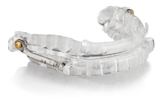 Clear oral appliance on white background